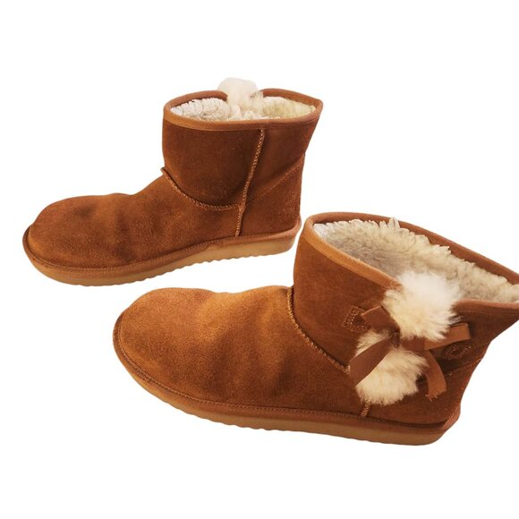 UGG Koolabura Victoria Mini Boots Sz 10 Chestnut Bows Brown Ankle #1114731 - Picture 4 of 9